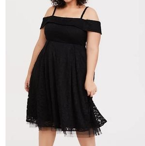 Torrid Black Lace Cold Shoulder Dress